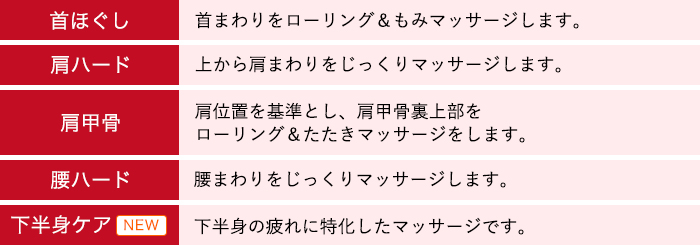 5種類の部位専用技