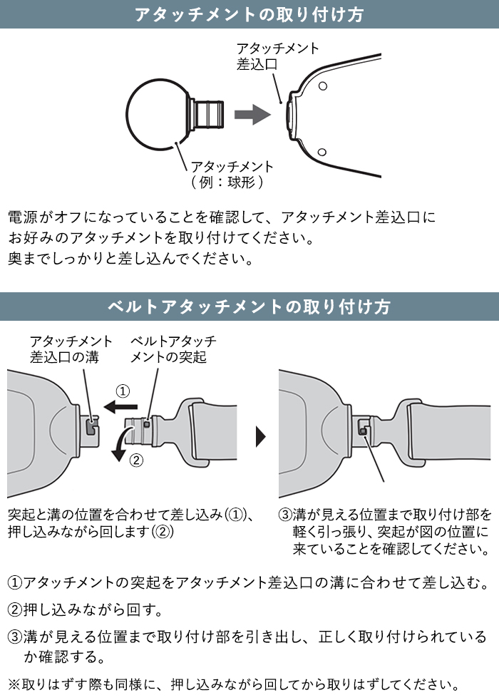 アタッチメントの取り付け方